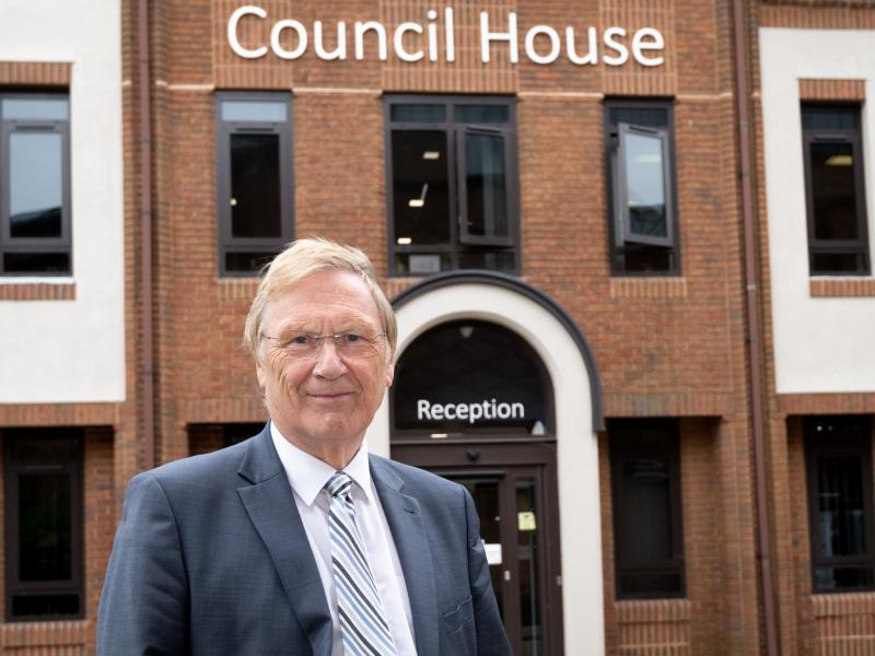 Cllr Courts standing outside Council House