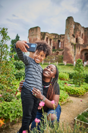 Family taking a selfie at Kenilworth Castle