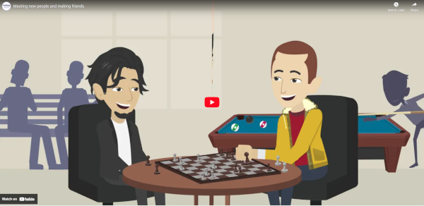 Graphic of two people playing chess