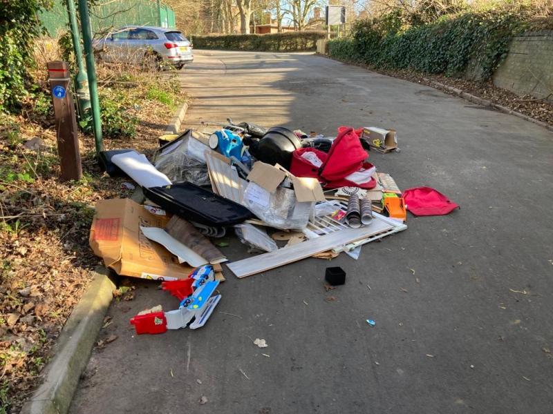 An image of the waste that was left by the fly-tipper on Chester Road in March 2023
