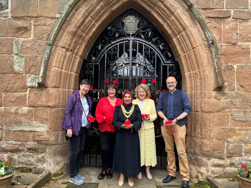Suzette Maguire, Ann, the Mayor of Solihull, Elaine Butler and Revd Nick Parker