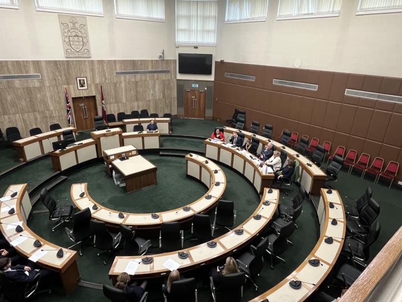 The Question Time panel in the Council Chamber