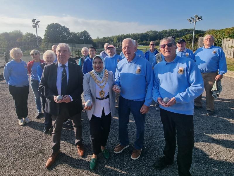 The Mayor playing Petanque with members of the Blossomfield Club