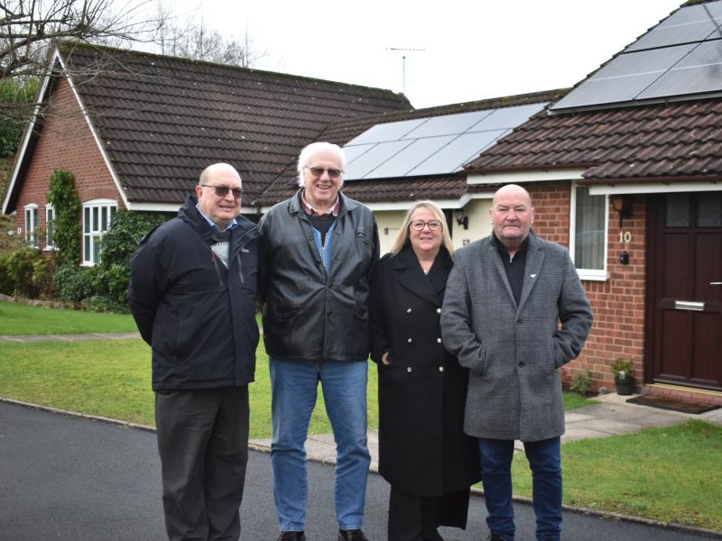 Solihull Council cabinet member for climate change and planning Councillor Andy Mackiewicz with residents Richard, Jackie and Barry